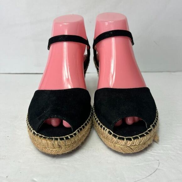 Abeo Sandals Womens Dahlia Spadrilles Wedges Black Size 7 Ankle Strap Buckle - Picture 2 of 13